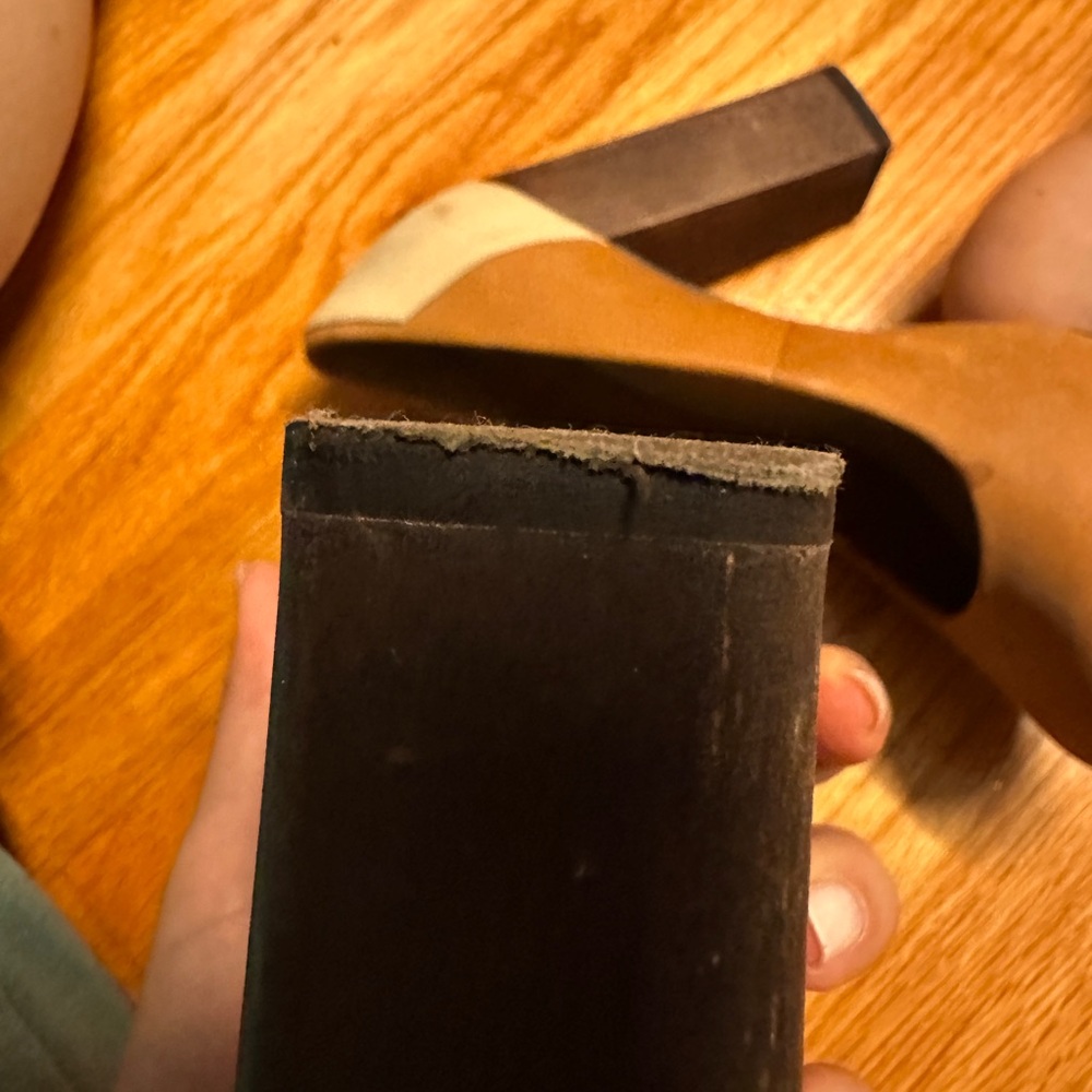 Aldo Genuine Tan And Cream Leather Women's Heels - image 6